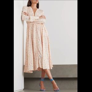 Tracy Ruched Floral Print Jacquard Midi Dress NWT